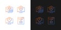 Computer vulnerability exploitation gradient icons set for dark and light mode