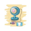 Computer web cam cartoon Royalty Free Stock Photo