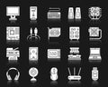 Computer white silhouette icons vector set