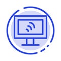 Computer, Wifi, Service Blue Dotted Line Line Icon