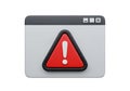Computer window displaying a red warning alert with exclamation mark Royalty Free Stock Photo