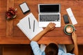 Computer Work. Business Woman Working At Cafe. Freelance, Communication Royalty Free Stock Photo