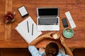 Computer Work. Business Woman Working At Cafe. Freelance, Communication Royalty Free Stock Photo