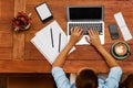 Computer Work. Business Woman Working At Cafe. Freelance, Communication Royalty Free Stock Photo