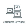 Computer work network line icon, vector. Computer work network outline sign, concept symbol, flat illustration Royalty Free Stock Photo