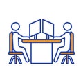 computer, work table, stuff, office stuff group working icon Royalty Free Stock Photo