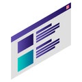 Computer work window icon, isometric style Royalty Free Stock Photo