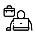 Computer worker icon vector outline illustration