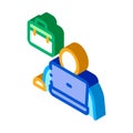 Computer worker isometric icon vector illustration