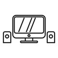 Computer workplace icon outline vector. Office table Royalty Free Stock Photo