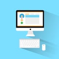 Computer workstation workplace flat icon design Royalty Free Stock Photo
