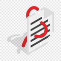 Computer worm, document destruction isometric icon