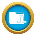 Computer worm icon blue vector isolated