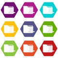 Computer worm icon set color hexahedron Royalty Free Stock Photo