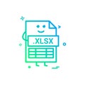 Computer xlsx file format type icon vector design