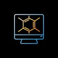 Computer with Yellow Chemical Formula vector concept linear colorful icon