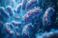 Computergenerated image of bacteria in electric blue water near a coral reef Royalty Free Stock Photo
