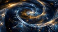 Computergenerated image of a spiral galaxy with electric blue hues in space