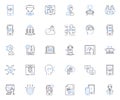 Computerization line icons collection. Automation, Digitization, Information, Robotics, Efficiency, Integration Royalty Free Stock Photo