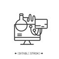 Computerized diagnostics line icon. Modern laboratory equipment.Editable vector illustration