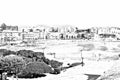Drawing in black and white that represents a glimpse of the bay of Otranto in Salento in Puglia, Italy Royalty Free Stock Photo