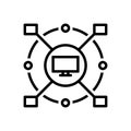 Black line icon for Computerized, cyber and monitor