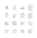 Computerized intelligence line icons collection. Machine learning, Neural nerks, Deep learning, Robotics, Data mining Royalty Free Stock Photo
