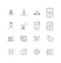 Computerized intelligence line icons collection. Machine learning, Neural nerks, Deep learning, Robotics, Data mining Royalty Free Stock Photo