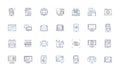Computerized line icons collection. Automated, Digital, Electronic, Programmed, Robotic, Virtual, Algorithmic vector and