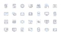 Computerized line icons collection. Automated, Digital, Electronic, Programmed, Robotic, Virtual, Algorithmic vector and