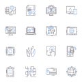 Computerized line icons collection. Automated, Digital, Electronica, Futuristic, Mechanized, Technological, Robotized