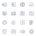 Computerized line icons collection. Automated, Digital, Electronica, Futuristic, Mechanized, Technological, Robotized