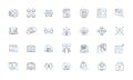 Computerized line icons collection. Automated, Digitalized, Programmed, Electronic, Mechanized, Robotized, Technological