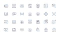 Computerized line icons collection. Automated, Digitalized, Programmed, Electronic, Mechanized, Robotized, Technological