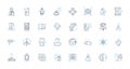 Computerized systems linear icons set. Automation, Artificial intelligence, Integration, Software, Hardware, Algorithms