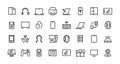 Computers line icons. Desktop PC, laptop and network station pictograms, tablet computer and electronic hardware. Vector