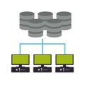 Computers network with data disks