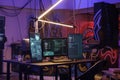 Computers with running code in warehouse