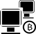 Computers that transmit information to Bitcoin. A vector image isolated on a transparent background. Royalty Free Stock Photo