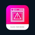 Computing, Coding, Error Mobile App Button. Android and IOS Line Version Royalty Free Stock Photo