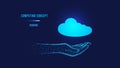 Computing concept. Cloud computing symbol in hand. Polygonal illustration Royalty Free Stock Photo