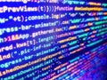 Computing, cyberspace , future and innovation concept. Hi-tech modern screen of data, digits and chars on monitor. Failure in the