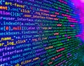Computing, cyberspace , future and innovation concept. Programming source code abstract screen of software developer. HTML and CSS Royalty Free Stock Photo