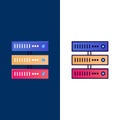 Computing, Data, Storage, Network  Icons. Flat and Line Filled Icon Set Vector Blue Background Royalty Free Stock Photo