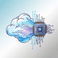 Computing, featuring a stylized cloud connected to a computer Royalty Free Stock Photo