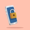 Unlocked padlock in fornt of smartphone vector illustrationlocked padlock in fornt of smartphone vector illustration
