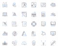 Computing machinery line icons collection. Processor, Memory, Storage, Input, Output, Algorithm, Control vector and