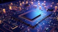 Computing processor, CPU, microchip and electronic circuit board. Advanced technology conceptual background Royalty Free Stock Photo