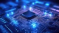 Computing processor, CPU, microchip and electronic circuit board. Advanced technology conceptual background Royalty Free Stock Photo