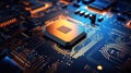Computing processor, CPU, microchip, and electronic circuit board,Computer Digital Background Royalty Free Stock Photo